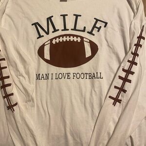 Gildan Cream Football Graphic Long Sleeve Tee